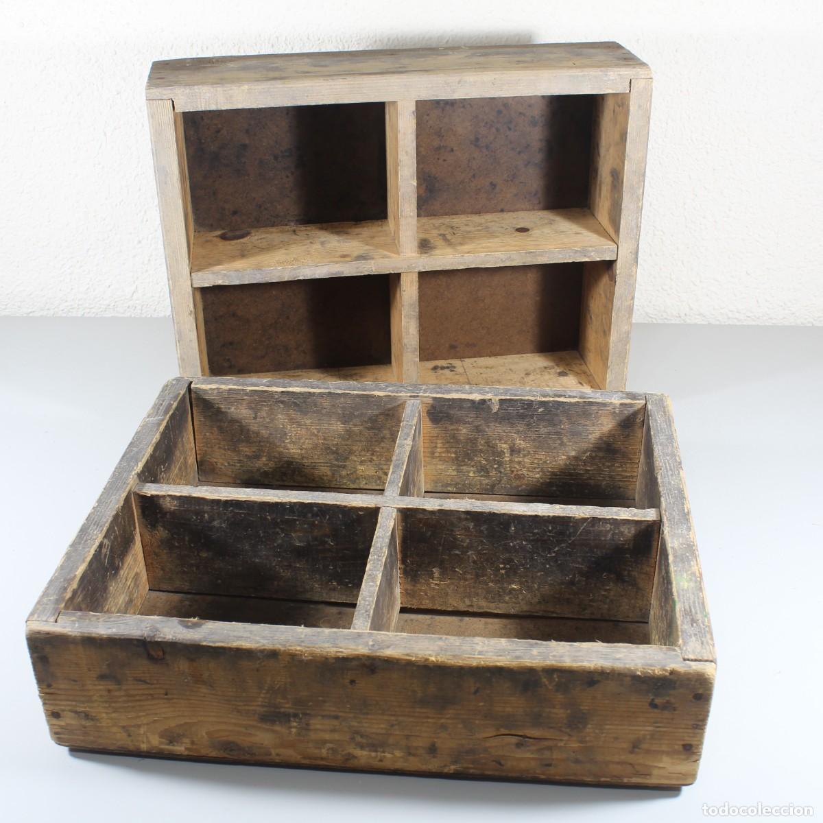 Antig&uuml;edades: Cajas Madera Antigua Carpinteria Tornilleria y Herramientas A&ntilde;os 40