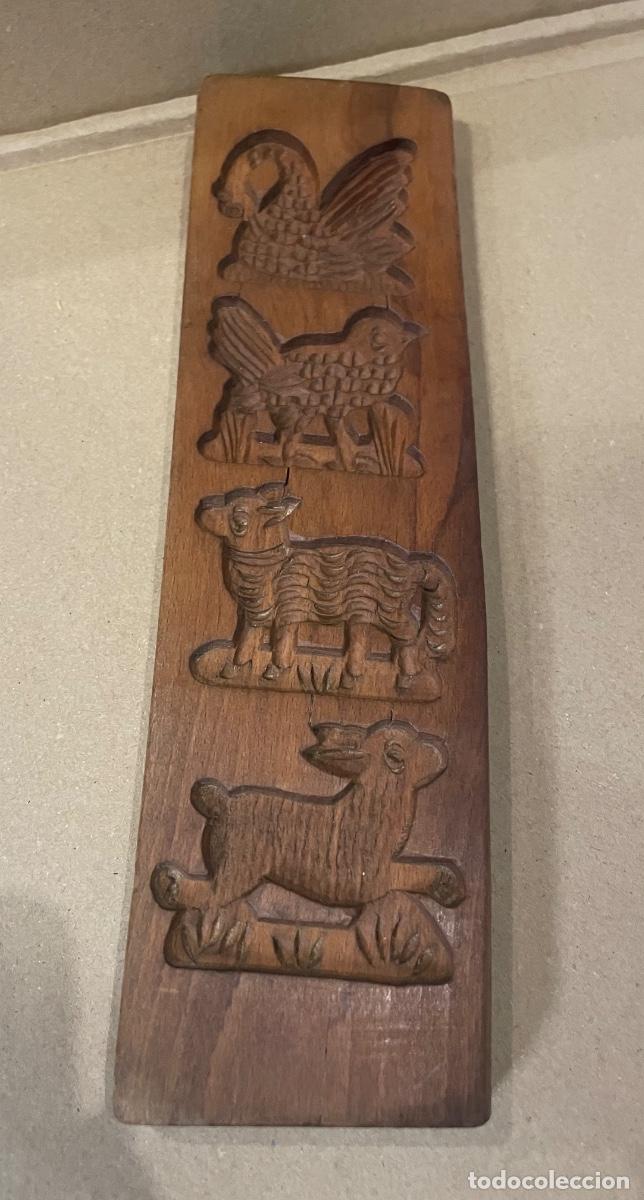 Antiquit&auml;ten: PASTELERIA - ANTIGUO MOLDE DE MADERA TALLADA PARA HACER GALLETAS O PAN DE JENGIBRE FIGURAS ANIMALES
