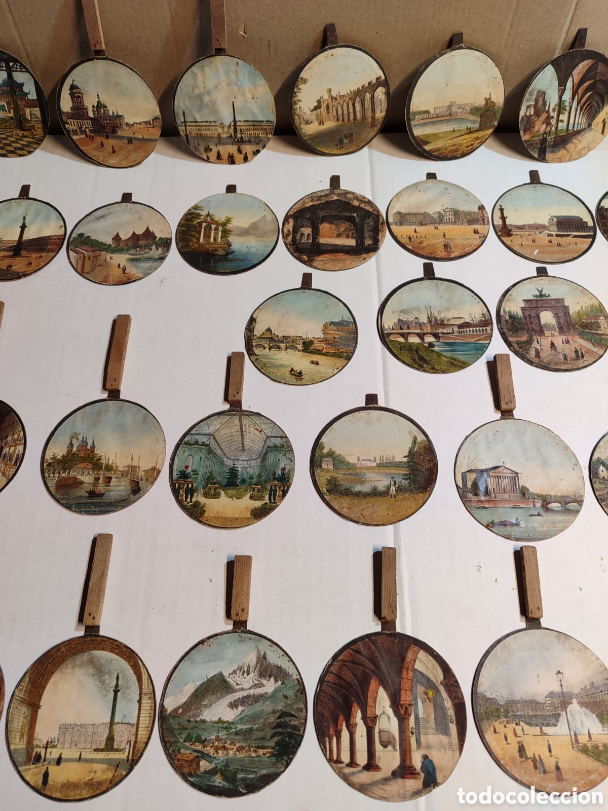 Antig&uuml;edades: Lote colecci&oacute;n antiguas vistas para poliorama pan&oacute;ptico S.XIX numeradas en reverso.polyorama.precine