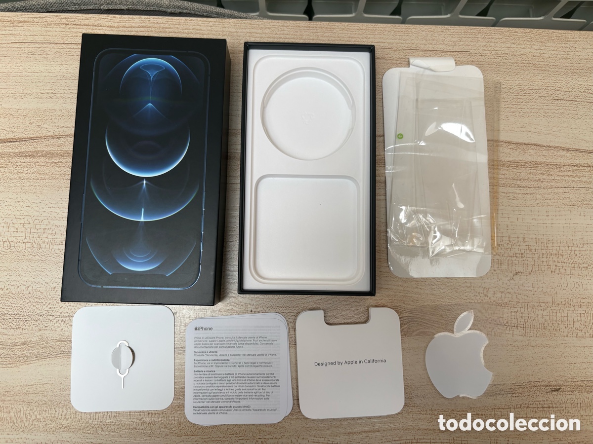 Tel&eacute;fonos: Caja Original iPhone 12 Pro / Pro Max + Accesorios (Azul Pac&iacute;fico)