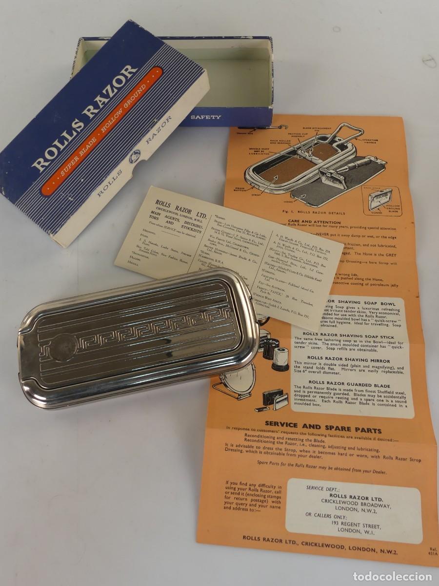 Antiguidades: AFILADOR Y SUAVIZADOR DE GUCHILLAS DE AFEITAR ROLLS RAZOR CON CAJA DE MADERA