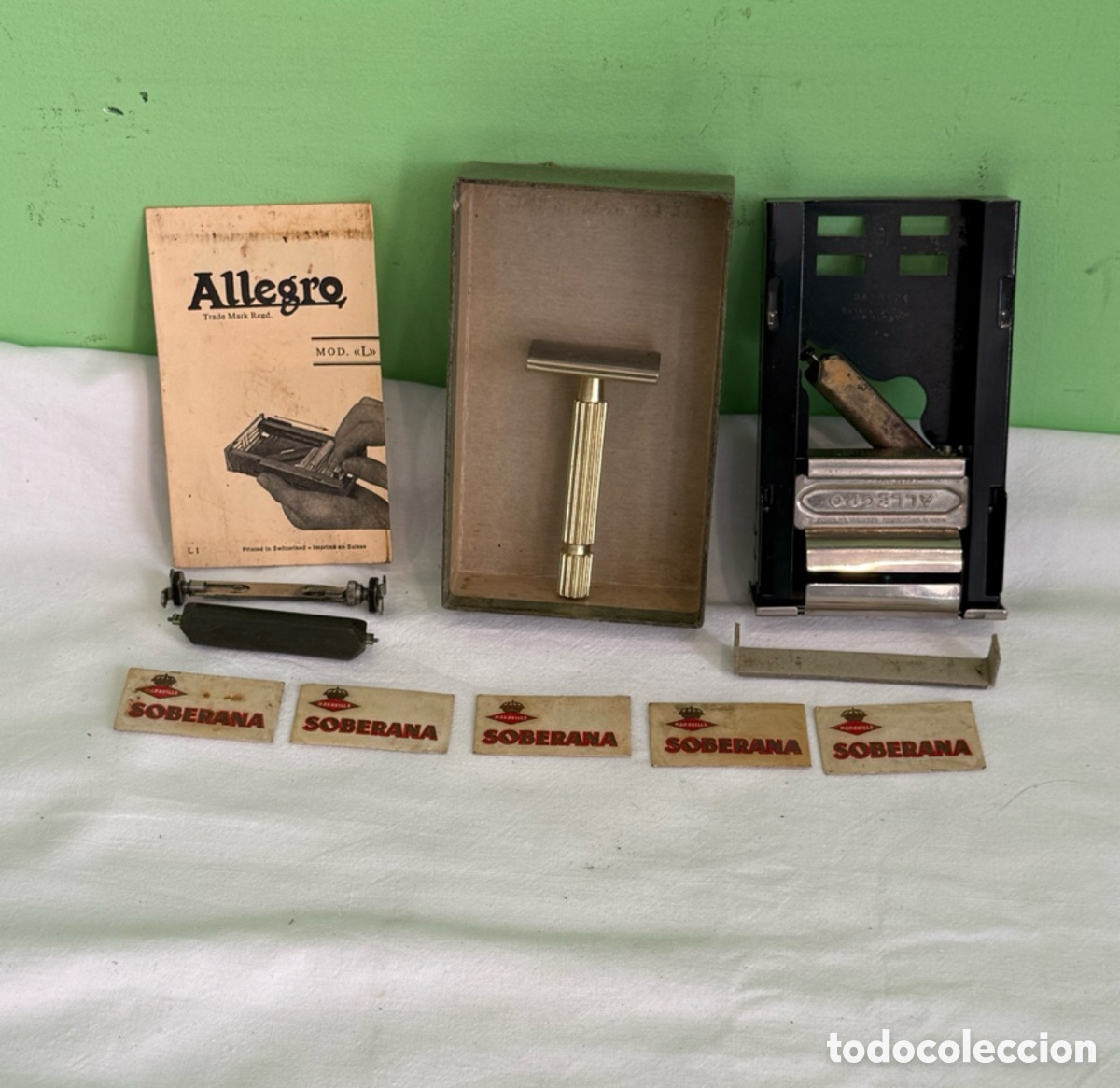 Antiques: M&aacute;quina Afiladora Allegro Suiza Mod L Completa Caja Original Manual Accesorios Vintage