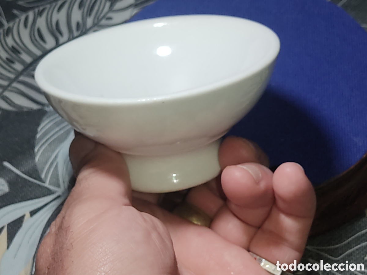 Antig&uuml;edades: Cuenco - Escudilla & jabonera de barbero para espuma del afeitado de loza.Finales siglo XIX