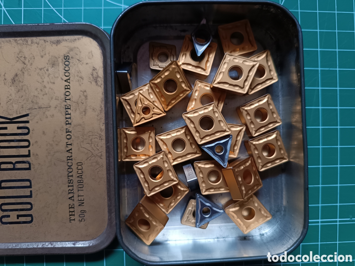 Antig&uuml;edades: LOTE de plaquitas para torno - diferentes modelos y medidas - No antiguas - Gold Block Tobacco