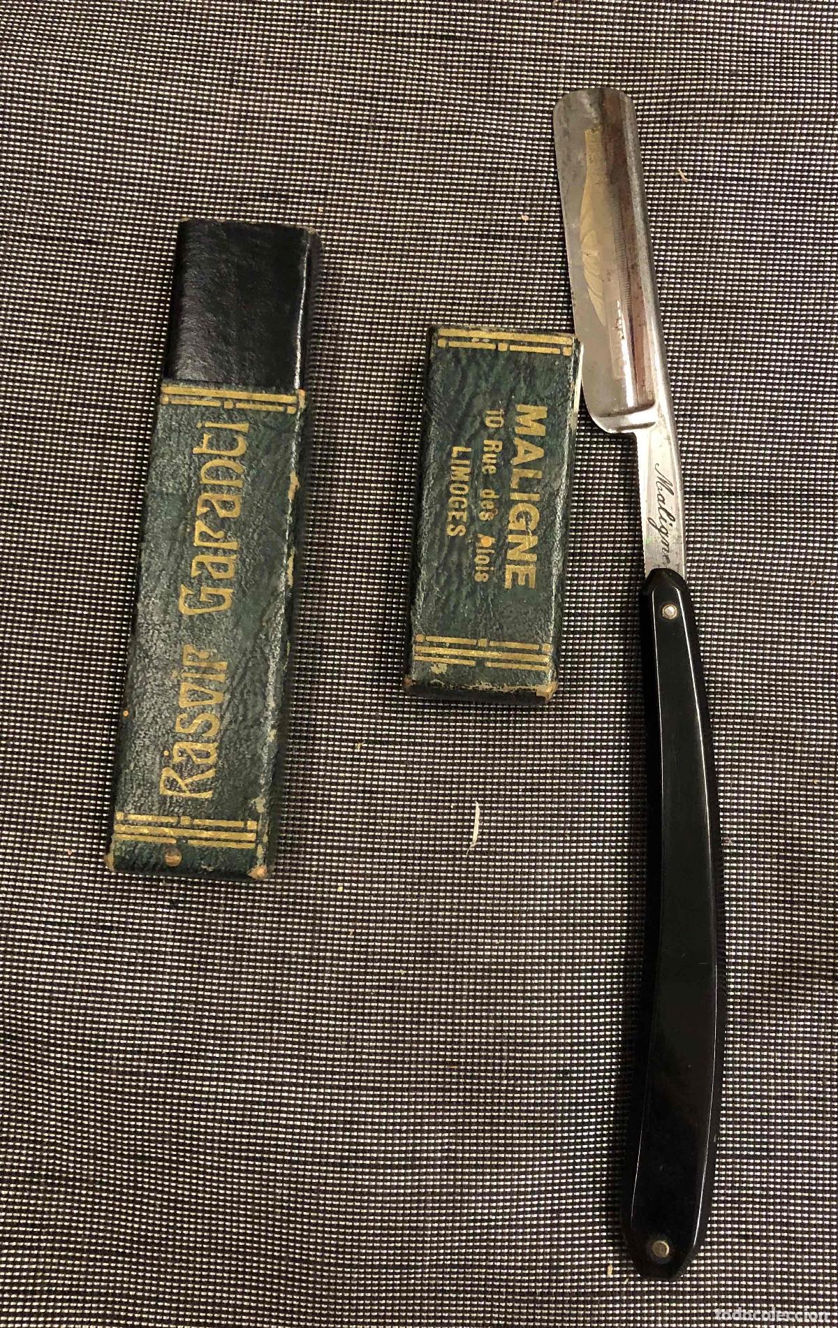 Antig&uuml;edades: NAVAJA DE AFEITAR MALIGNE LIMOGES. RASVIR GARANTI. N&ordm; 10. ESPECIAL PARA PIELES SENSIBLES
