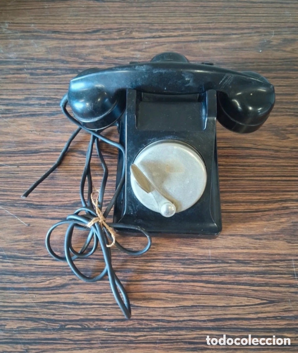 Tel&eacute;fonos: Antiguo tel&eacute;fono franc&eacute;s de baquelita con manivela de magneto