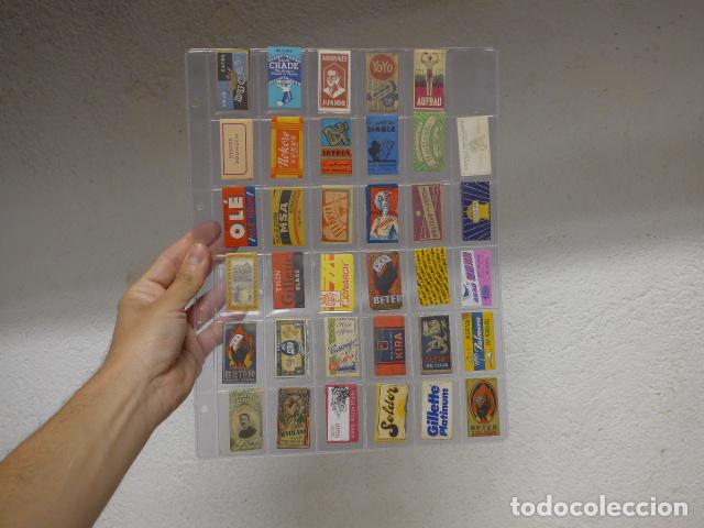 Antig&uuml;edades: Coleccion de 35 antiguas hojas de cuchilla o maquinilla de afeitar, distintas y llenas, originales.