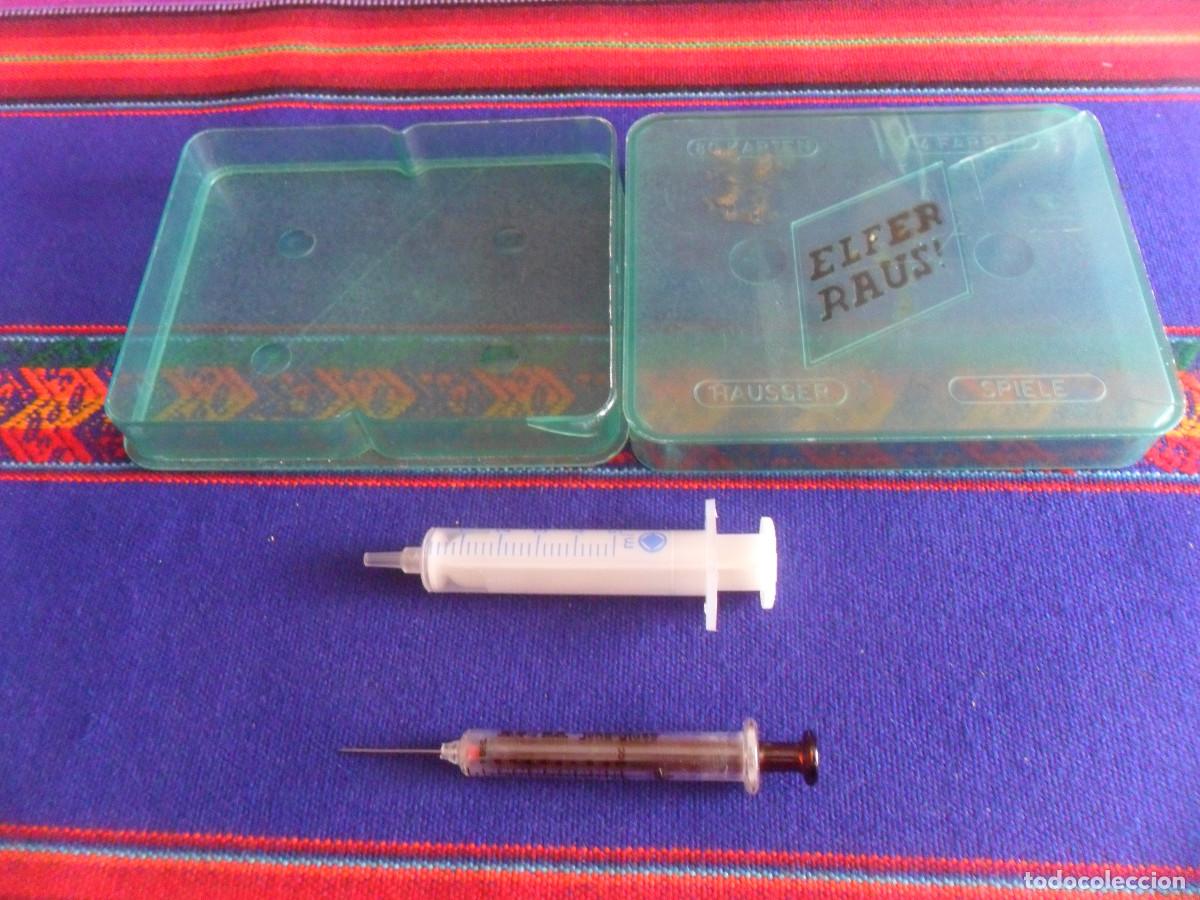 Antig&uuml;edades: JERINGUILLA VIDRIO INSULINA ICO JENA GLASS 250&ordm;C &Eacute;MBOLO ROJO. REGALO OTRA. A&Ntilde;OS 70. CAJA ELFER RAUS!