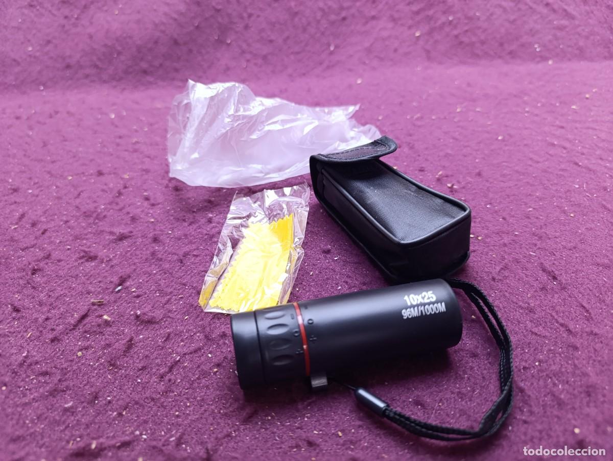 Antiquit&eacute;s: Monocular tipo catalejo, con tela limpiadora, correa y funda, 10x25, 96M/1000M, sin uso