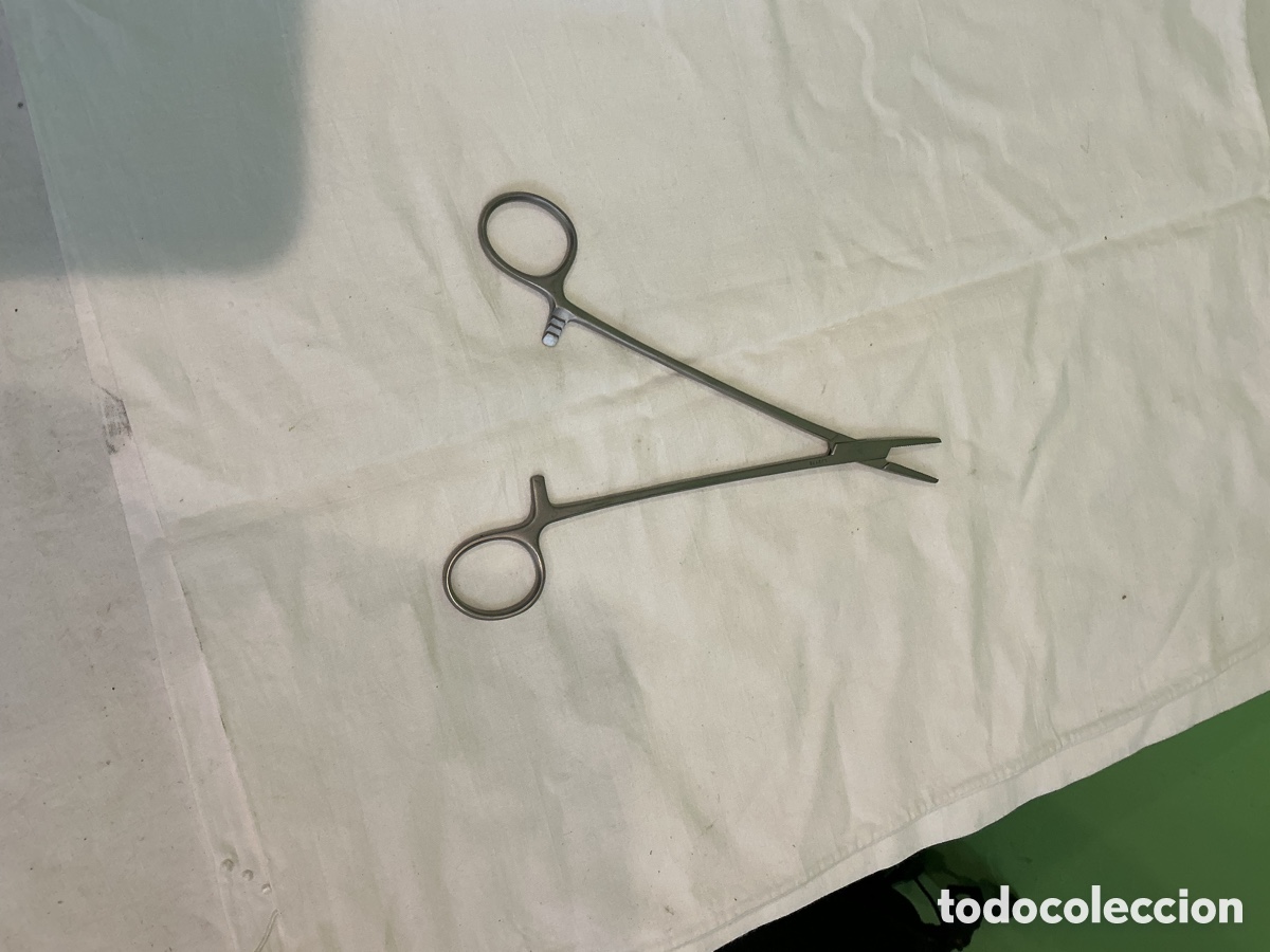 Oggetti Antichi: Antigua pinza m&eacute;dica quir&uacute;rgica Lombar Stainless Steel instrumental hospitalario colecci&oacute;n medicina