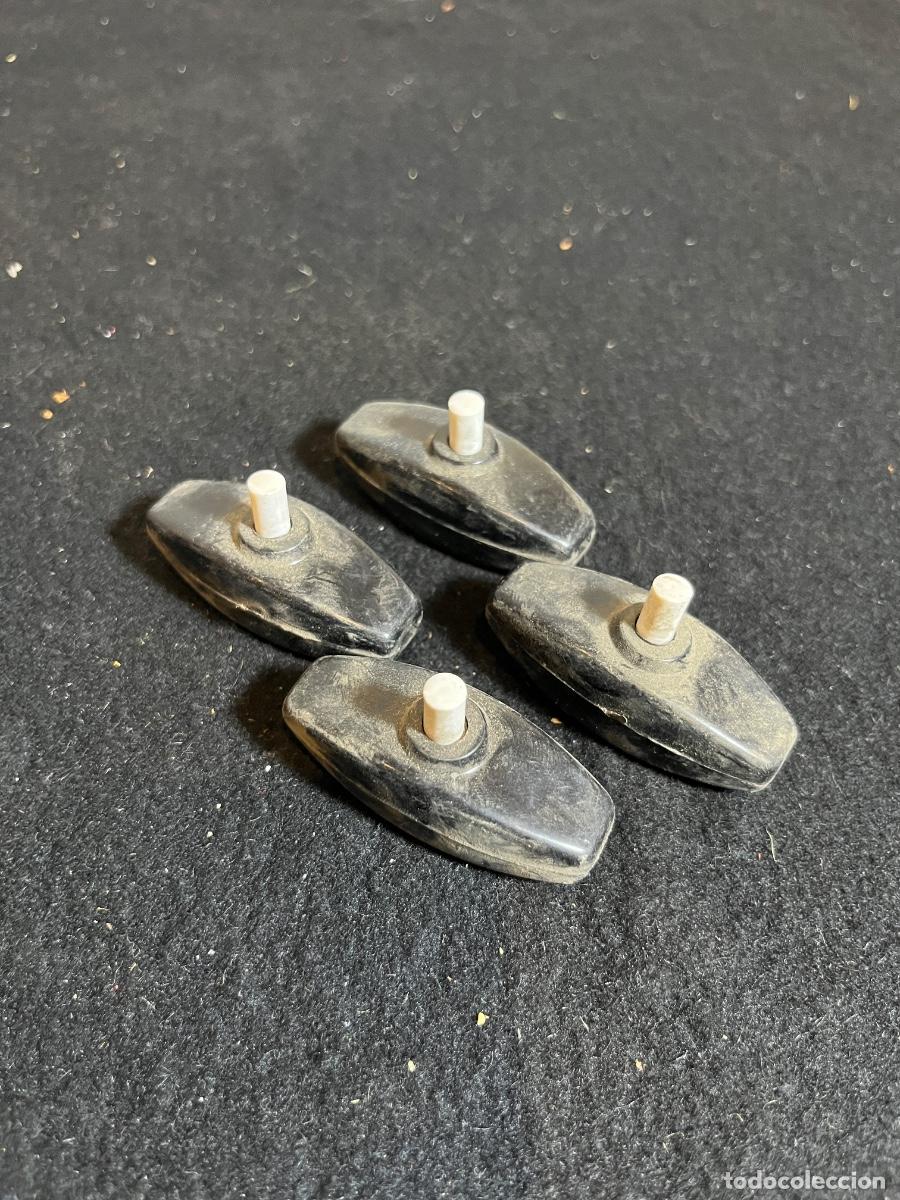 Antiques: 4 interruptores de cable en l&iacute;nea baquelita negra pulsador blanco material el&eacute;ctrico vintage