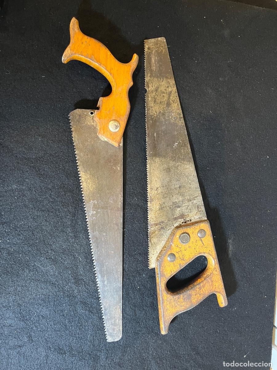 Antiques: Lote serruchos antiguos carpinter&iacute;a mangos madera naranja herramientas vintage