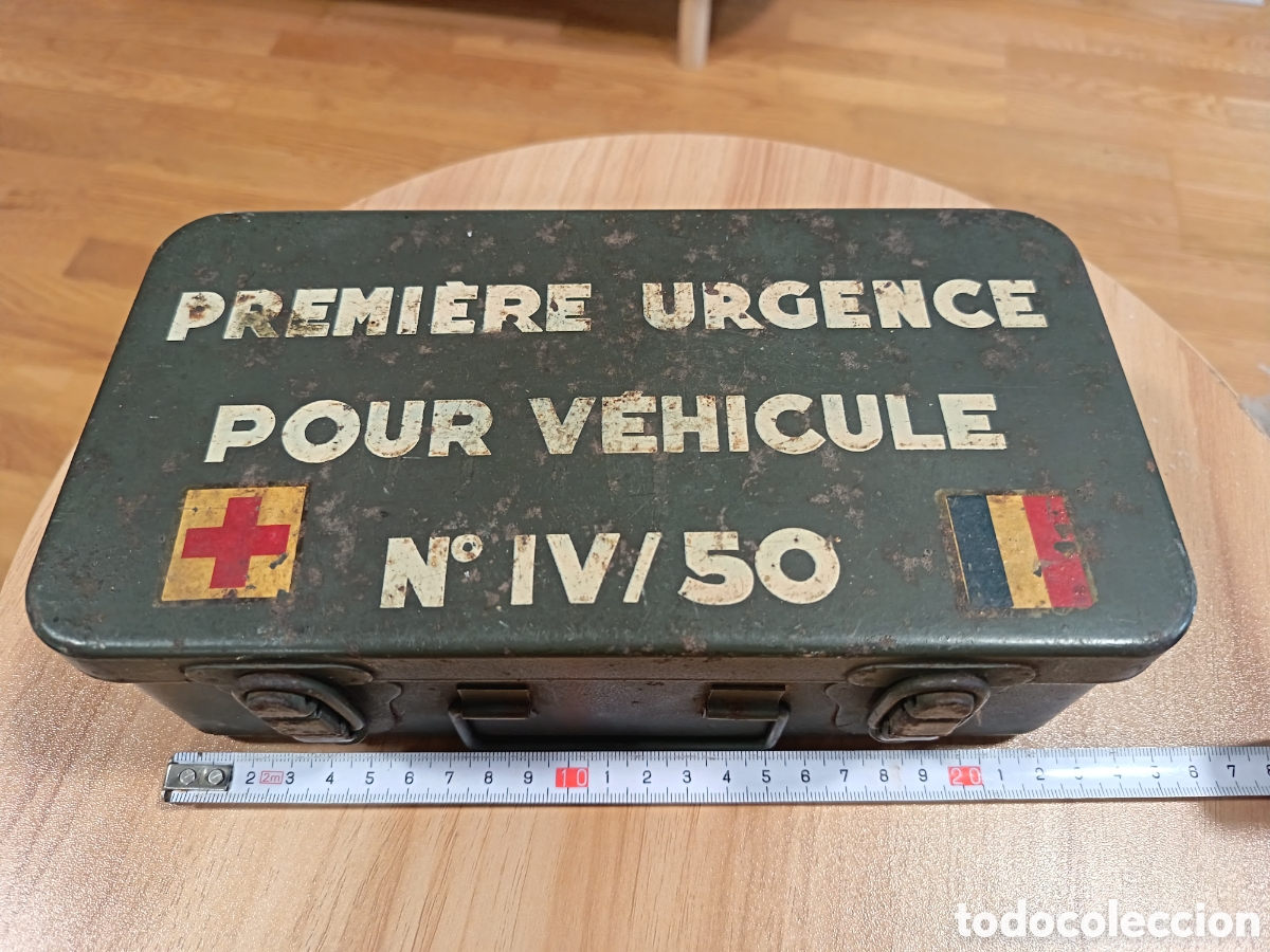 Antig&uuml;edades: Botiqu&iacute;n antiguo original de veh&iacute;culo &ldquo;Premi&egrave;re Urgence Pour V&eacute;hicule&rdquo; N&ordm; IV/50, probablemente de or