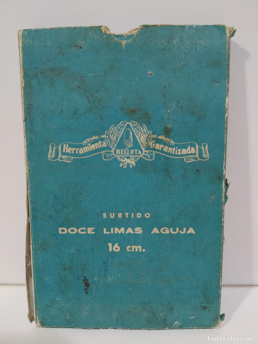Antig&uuml;edades: CAJA CON 10 LIMAS AGUJA 16 CM DE BELLOTA. CAJA ORIGINAL.