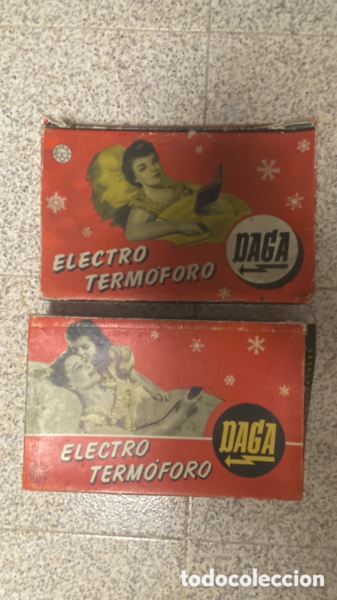 Antig&uuml;edades: Lote 2 ANTIGUA ALMOHADILLA ELECTRICA ELECTRO TERMOFORO DAGA A&Ntilde;OS 60 COMPLETA