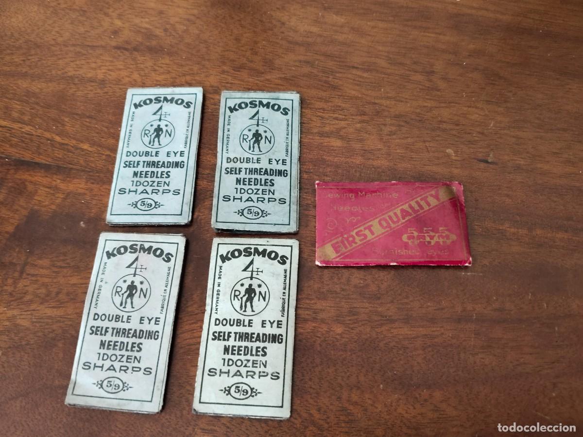 Antig&uuml;edades: 5 paquetitos de agujas de coser. Kosmos y 555 PRYM.