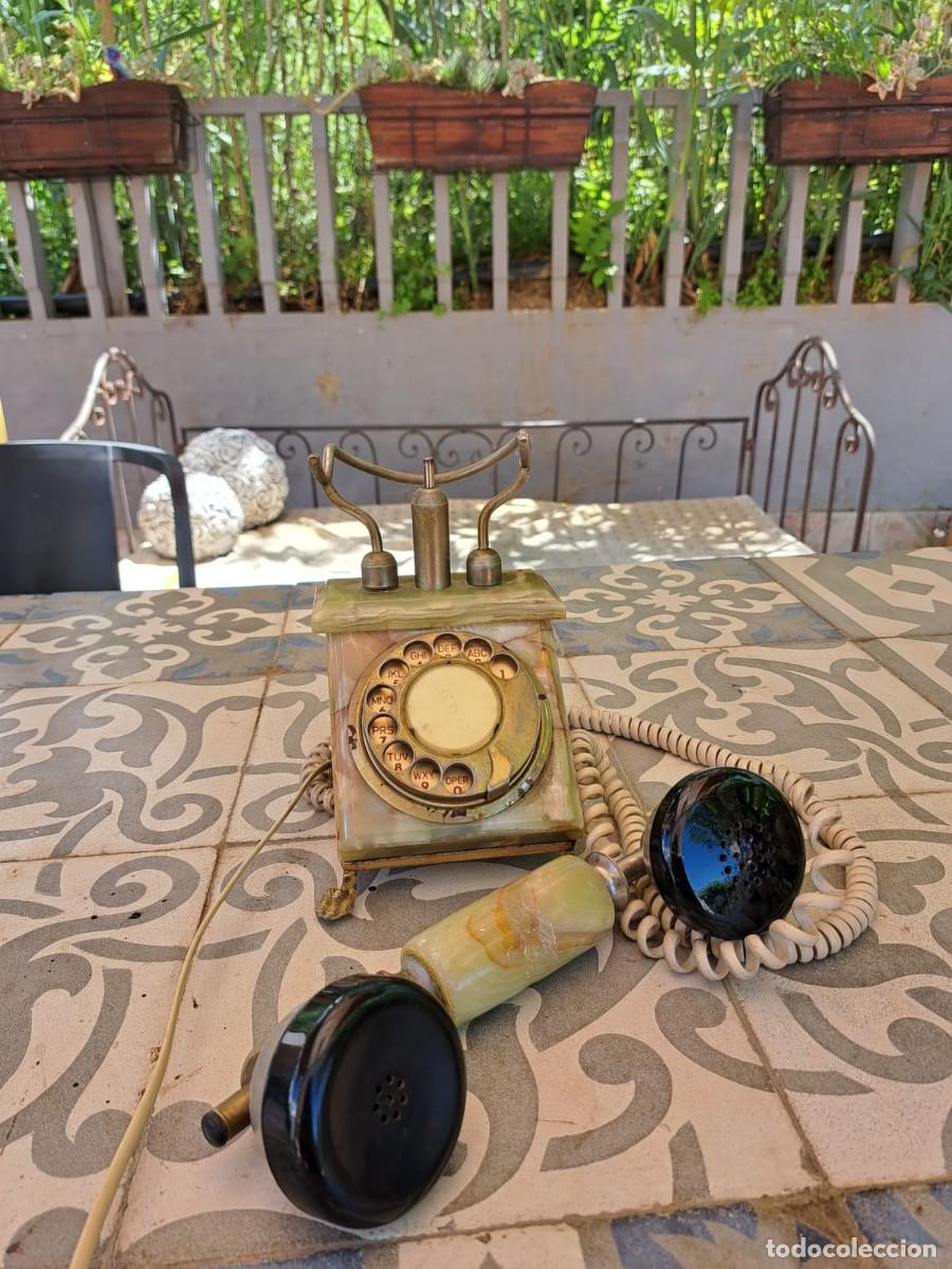 Tel&eacute;fonos: Antiguo tel&eacute;fono italiano jade verde