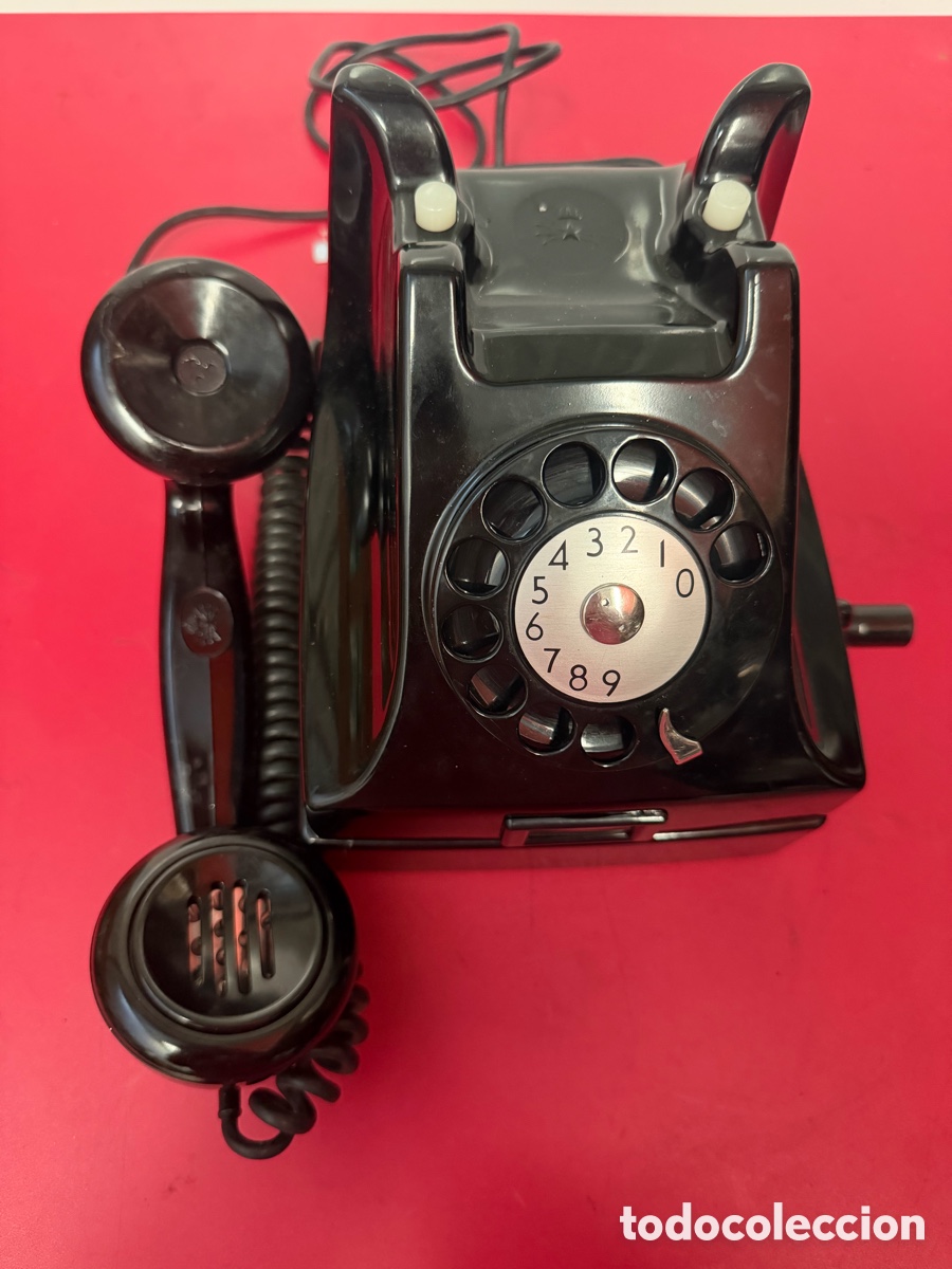 Tel&eacute;fonos: Tel&eacute;fono antiguo TELEVERKSTAD negro - Foto 3