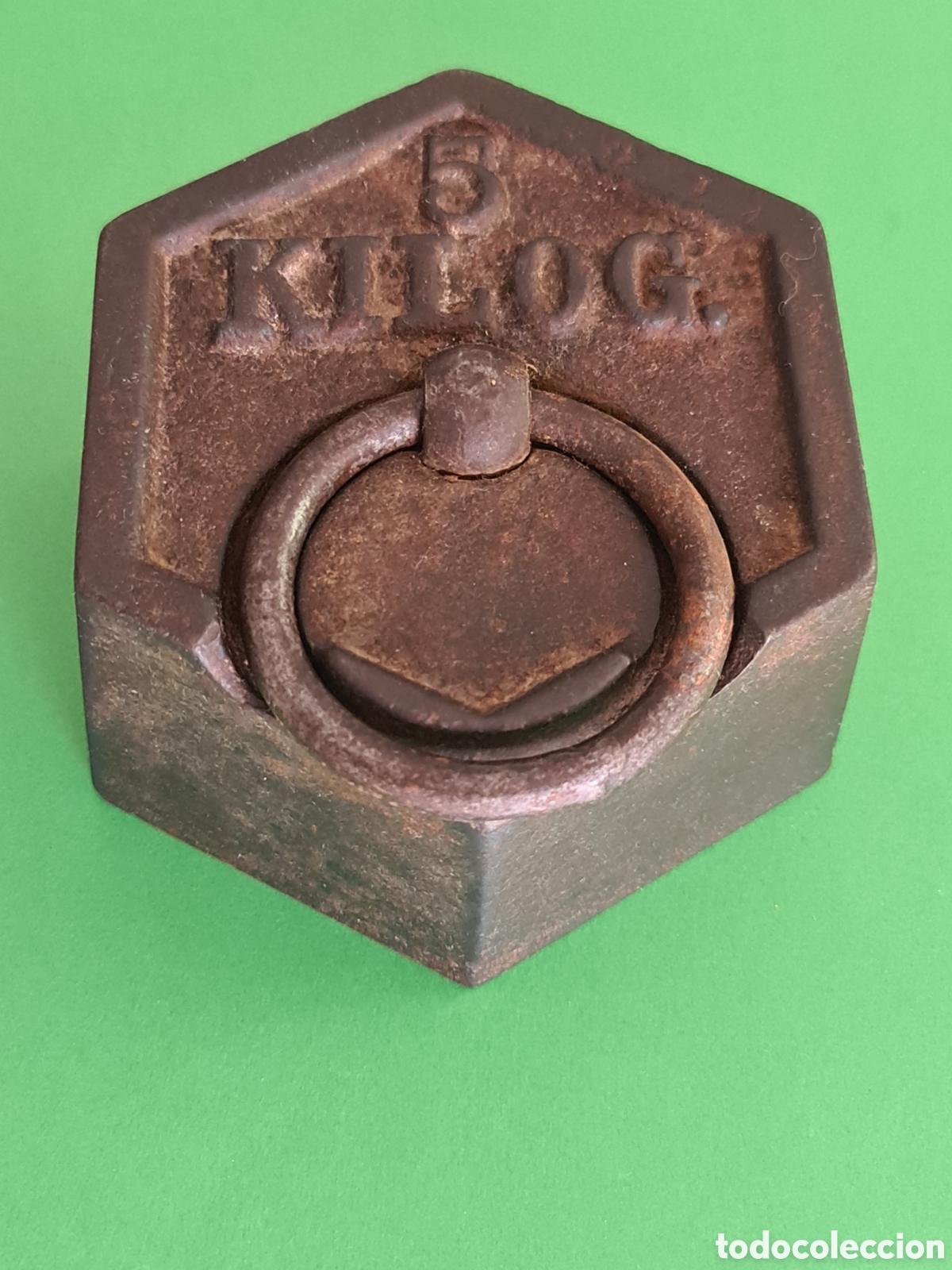Antig&uuml;edades: Pesa Antigua 5kg / Hierro fundido.