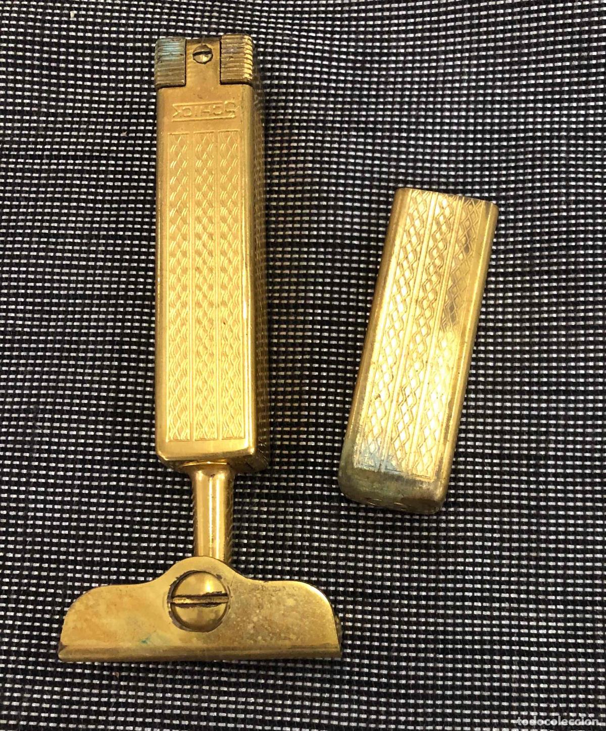 Antig&uuml;edades: MAQUINILLA AFEITAR PLEGABLE DE VIAJE SCHICK TRAVEL SIZE RAZOR. A&Ntilde;OS 30-40. RARA. CHAPADA EN ORO