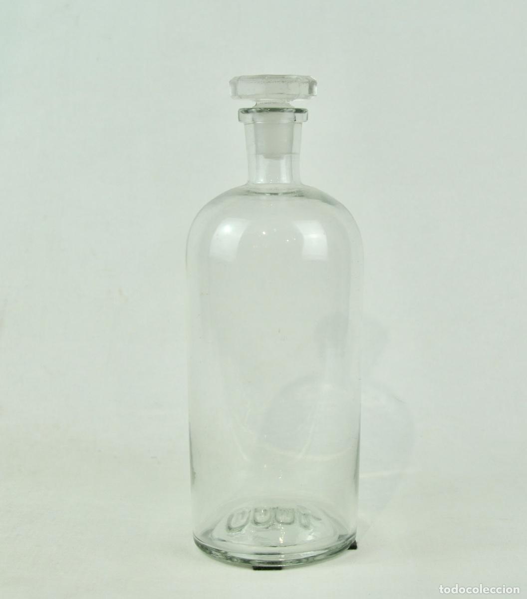 Antiques: Bote de farmacia transparente tap&oacute;n plano