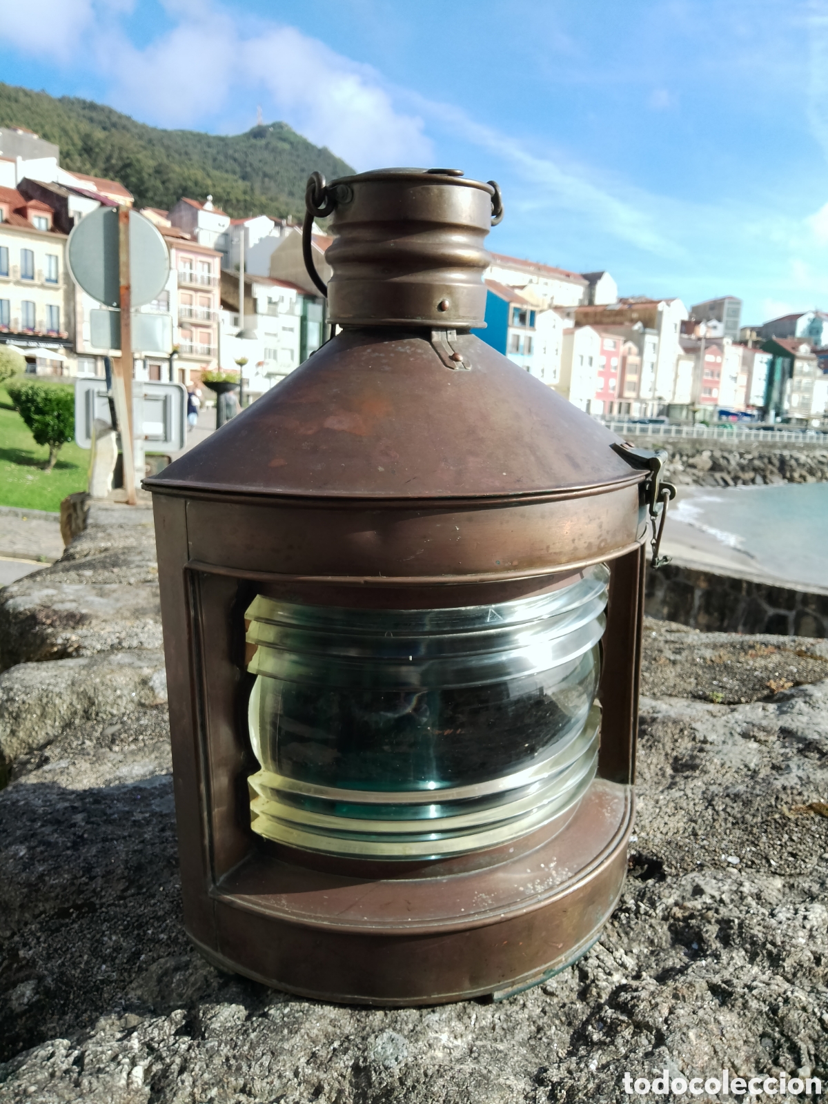 Antiguidades: ANTIGUO FAROL MARINO GRANDE . Talleres CASAJUANA Bilbao ( 50cm alto)