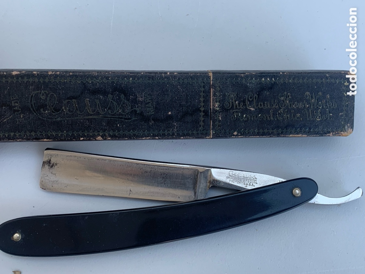 Antiquit&auml;ten: NAVAJA DE AFEITAR EN SU ESTUCHE ORIGINAL MARCA CLAUSS. MADE IN USA