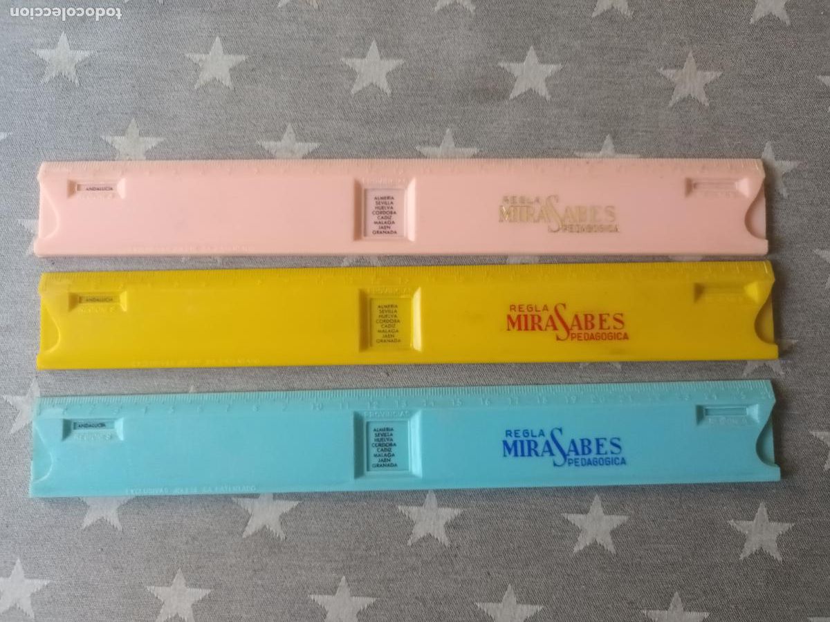 Antiquit&eacute;s: TRES REGLA MIRASABES PEDAGOGICA. A&Ntilde;OS 70. RETRO VINTAGE ESCUELA EGB