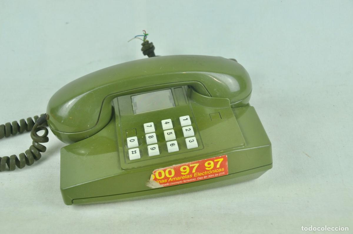 Tel&eacute;fonos: Tel&eacute;fono verde oscuro con teclas blancas - Foto 4