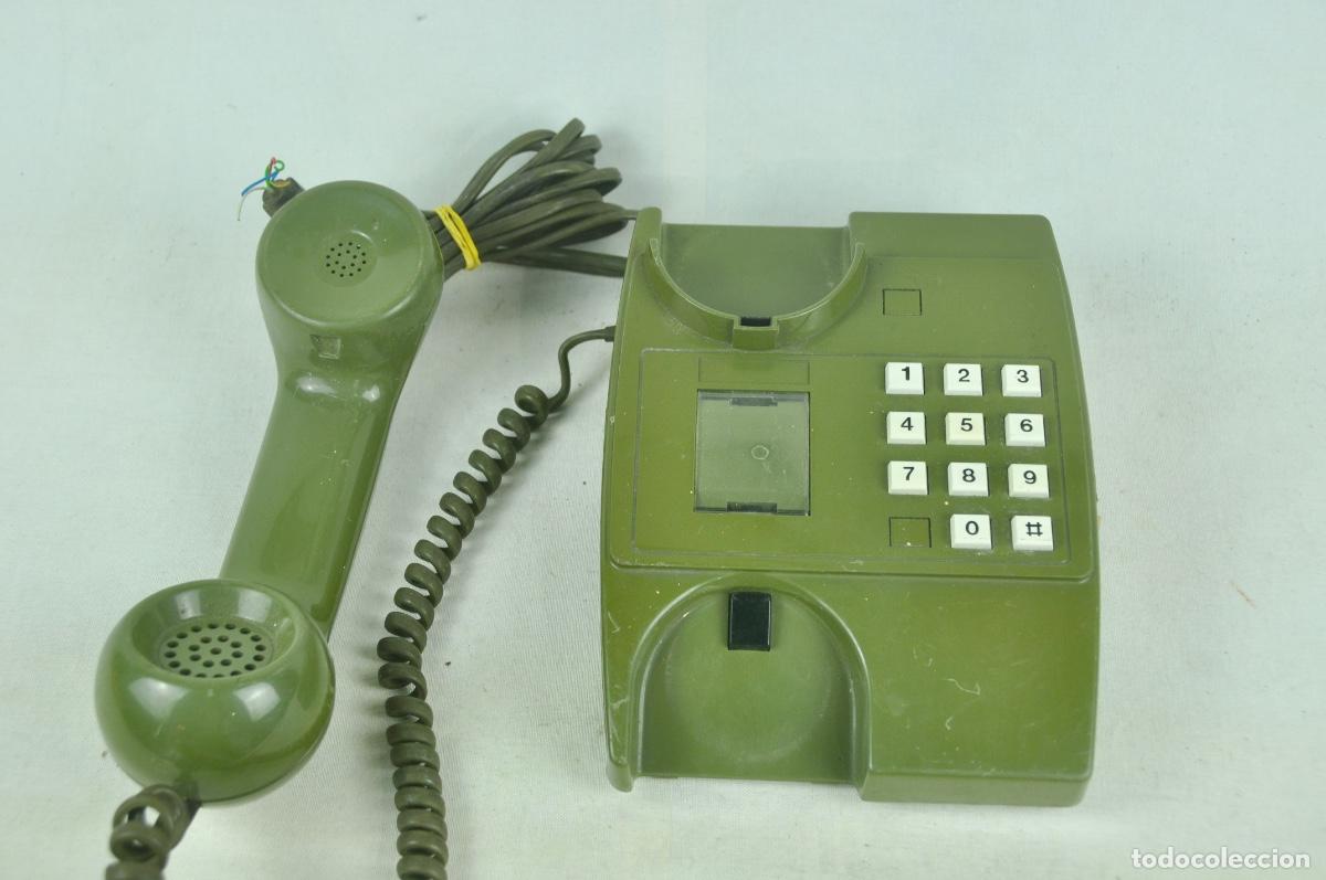 Tel&eacute;fonos: Tel&eacute;fono verde oscuro con teclas blancas - Foto 5