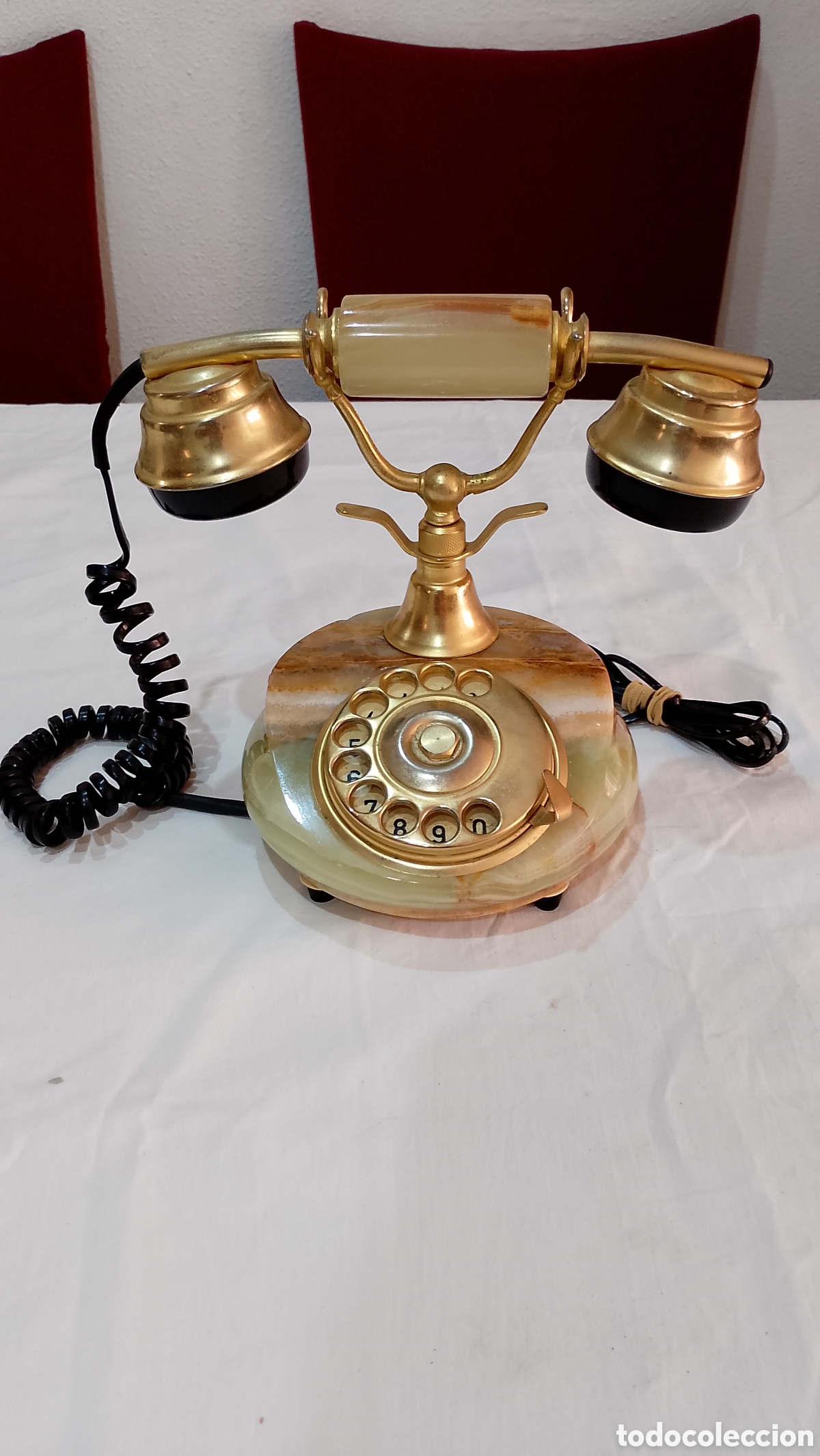 Tel&eacute;fonos: Precioso tel&eacute;fono antiguo de alabastro
