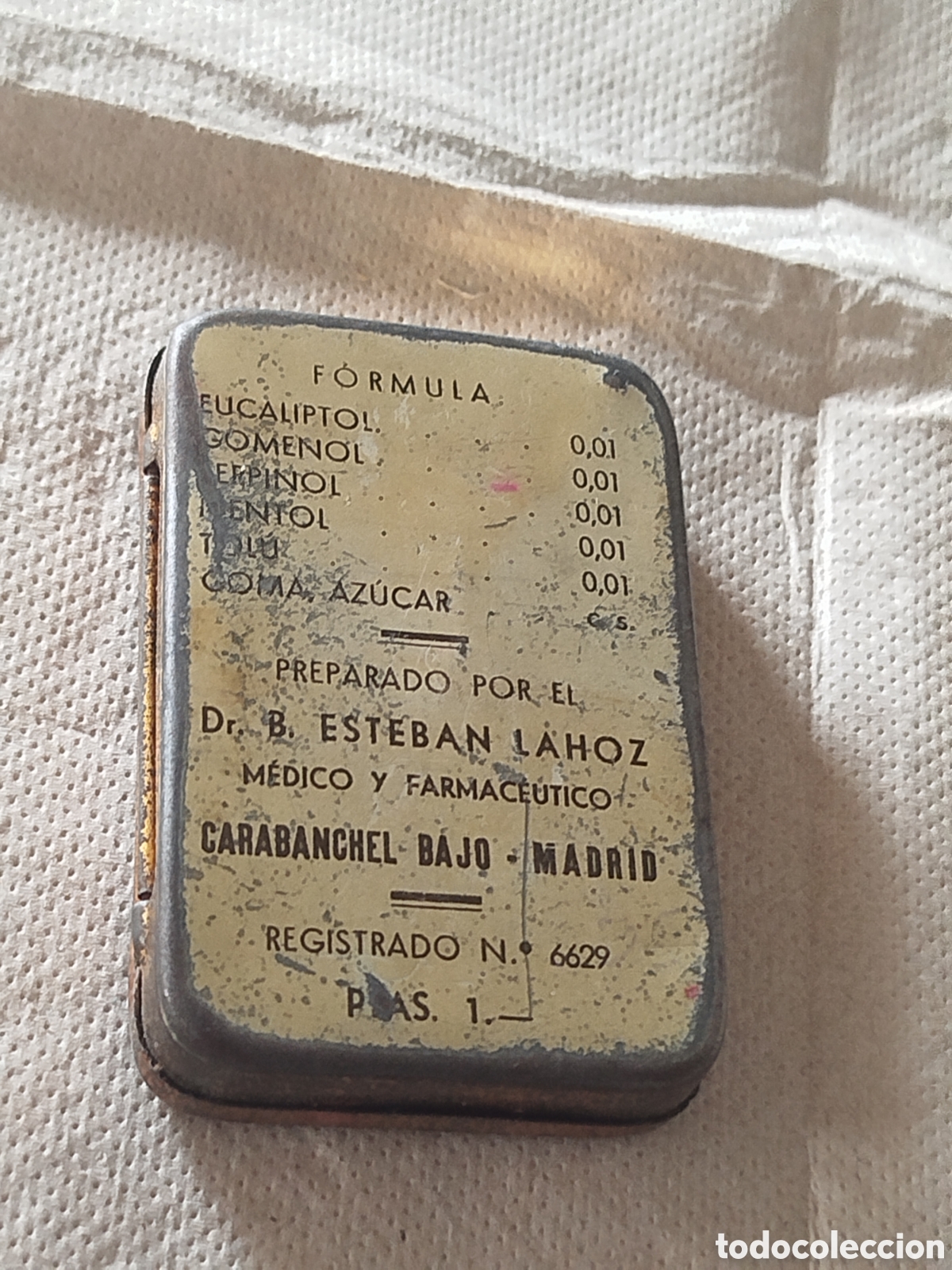 Antig&uuml;edades: Caja de lata de Pastillas GEB - Foto 2