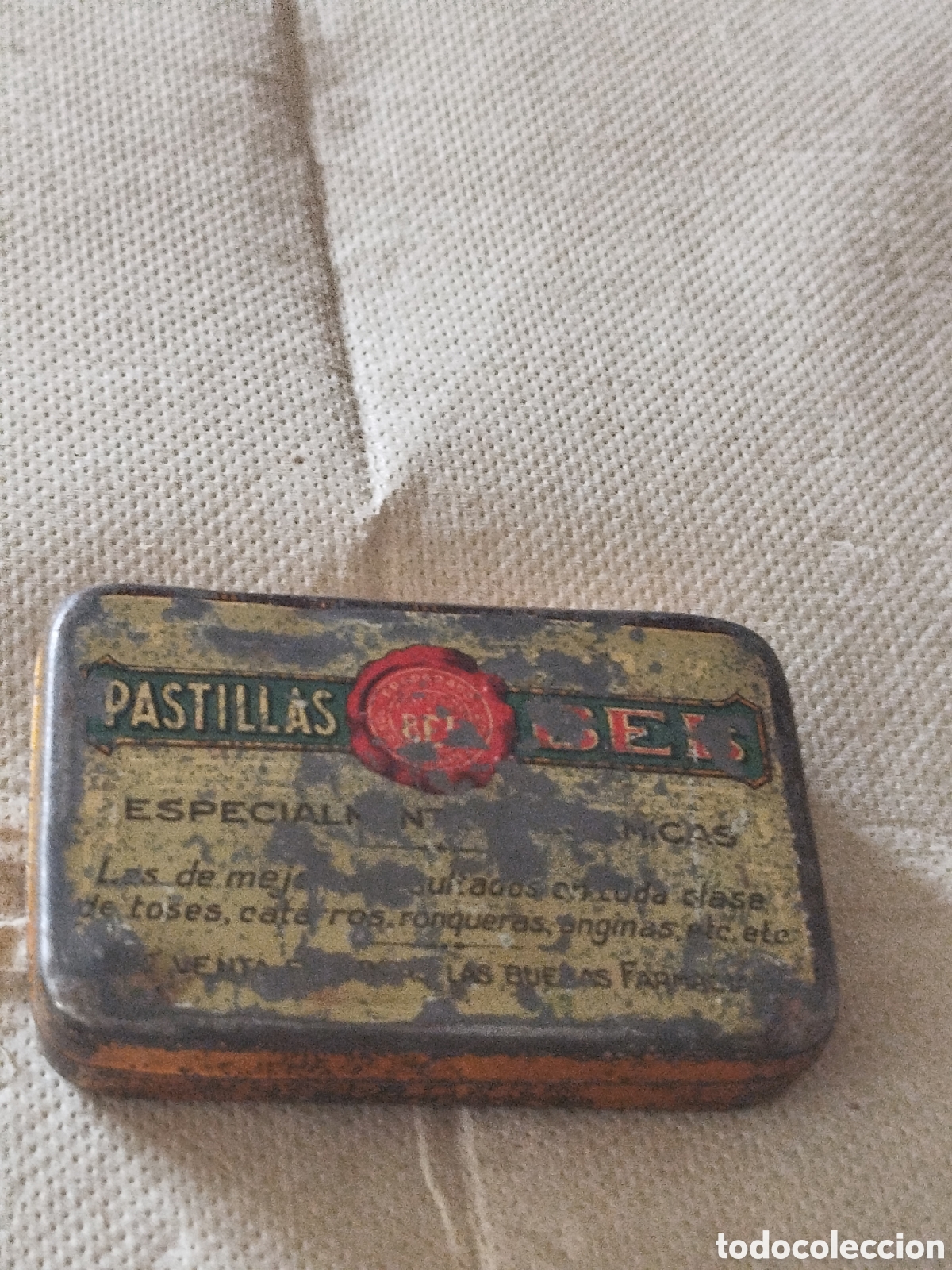 Antig&uuml;edades: Caja de lata de Pastillas GEB - Foto 1