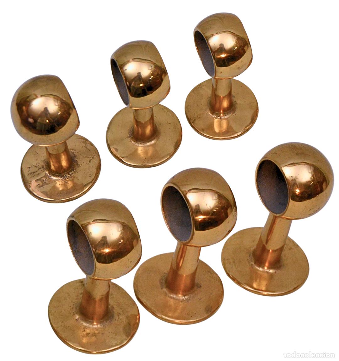 Antig&uuml;edades: Lote 6 Soportes Pasamanos N&aacute;uticos Bronce