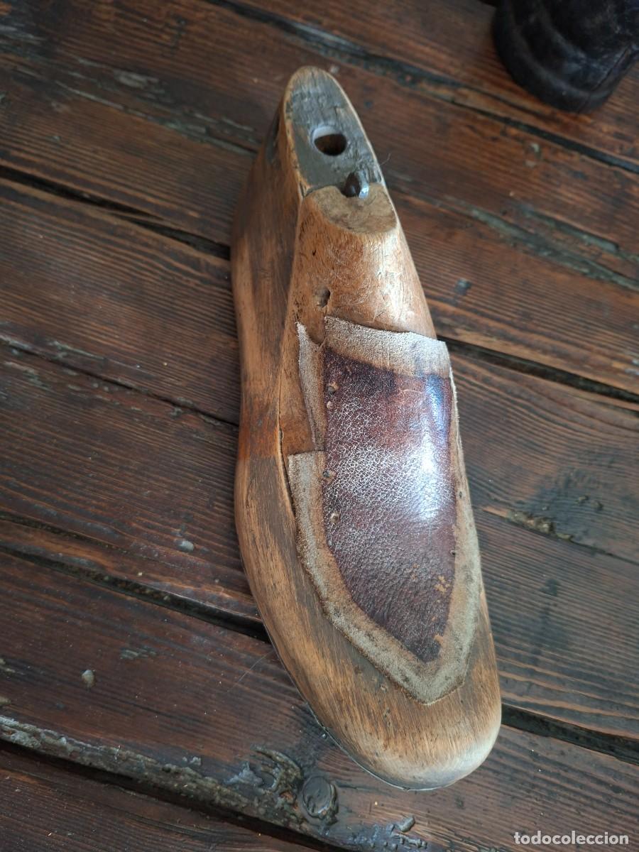 Antig&uuml;edades: Horma zapatero antigua &ndash; madera maciza, piel y suela met&aacute;lica - Decoraci&oacute;n y Coleccionismo