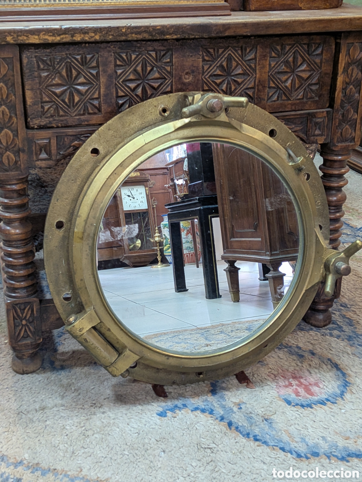 Antig&uuml;edades: Gran ventana de barco, Ojo de buey. Bronce macizo. REF-7627