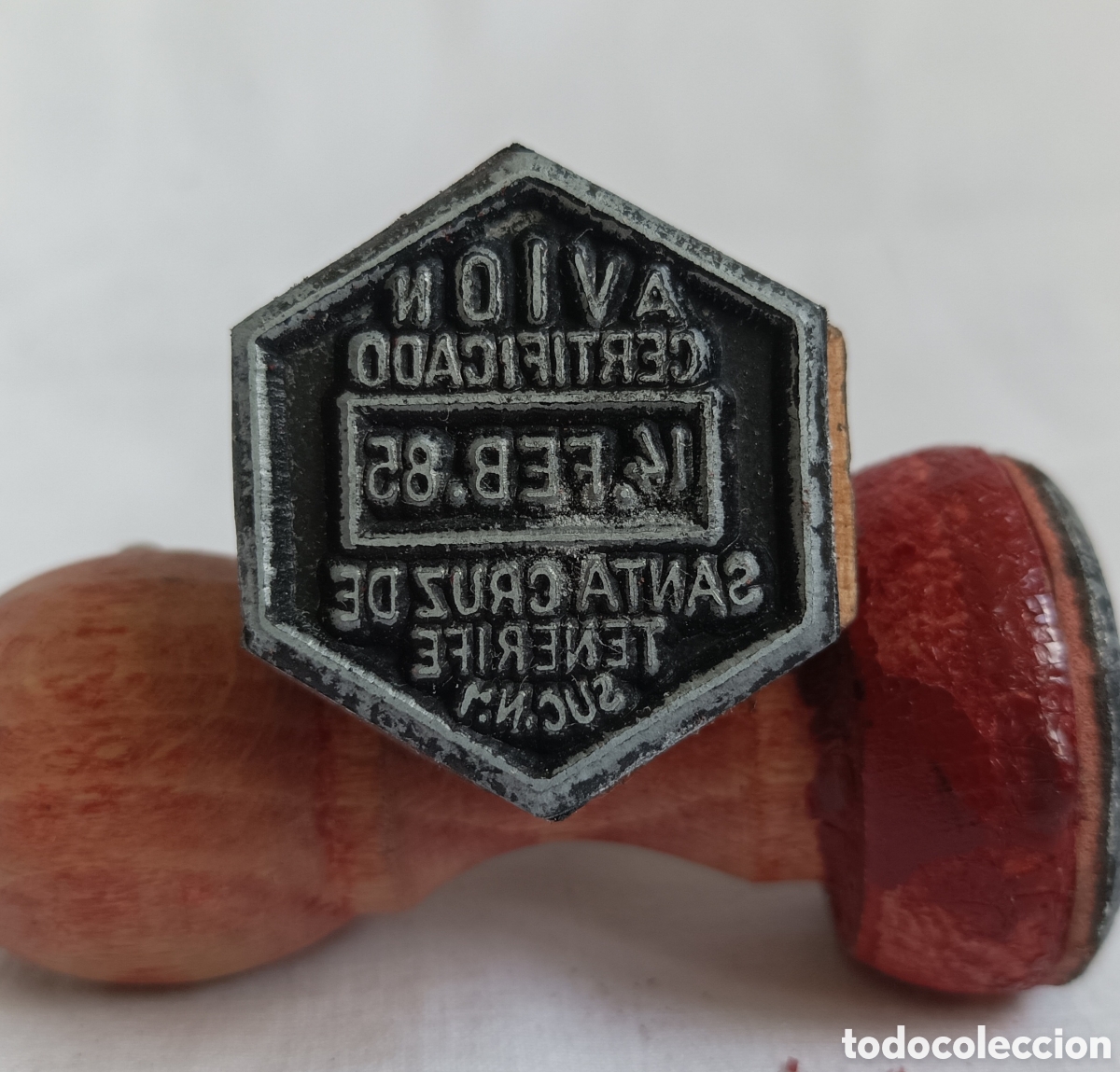 Antig&uuml;edades: Antiguo TAMPON MATASELLOS CORREOS AVION Certificado SANTA CRUZ TENERIFE CANARIAS