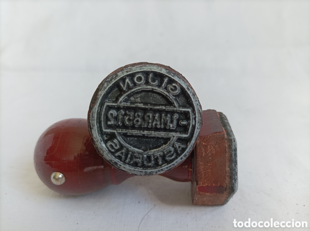 Antig&uuml;edades: Antiguo TAMP&Oacute;N MATASELLOS FECHADOR CORREOS. GIJON ASTURIAS