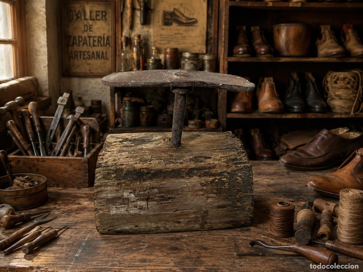 Antiques: YUNQUE DE ZAPATERO DE HIERRO FORJADO Y MADERA