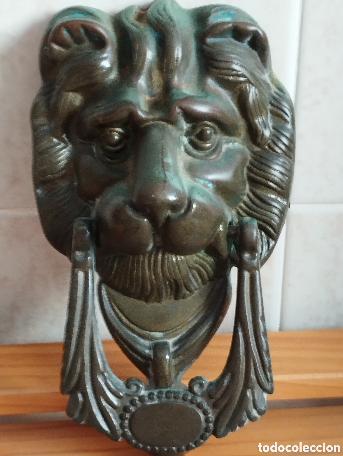 Antig&uuml;edades: ANTIGUO LLAMADOR PUERTA BRONCE/LAT&Oacute;N CABEZA LEON