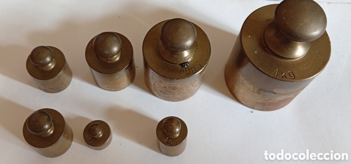 Antig&uuml;edades: Lote de 6 pesas ponderales antiguos de metal bronce