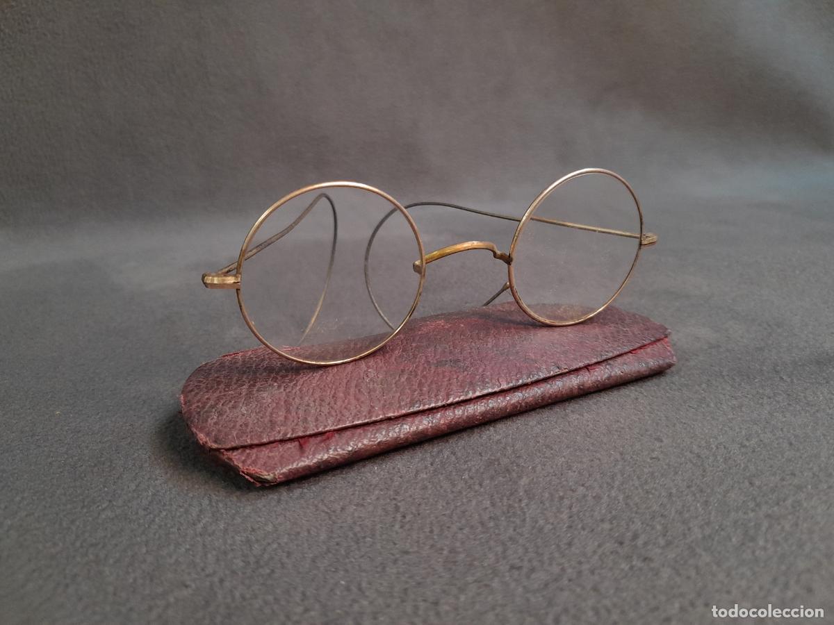 Antig&uuml;edades: GAFAS CIRCULAR DE MONTURA MET&Aacute;LICA CON ESTUCHE ORIGINAL. SIGLO XIX.