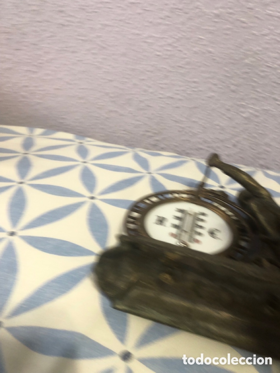 Antig&uuml;edades: Term&oacute;metro calamina figura bicicleta - Foto 4