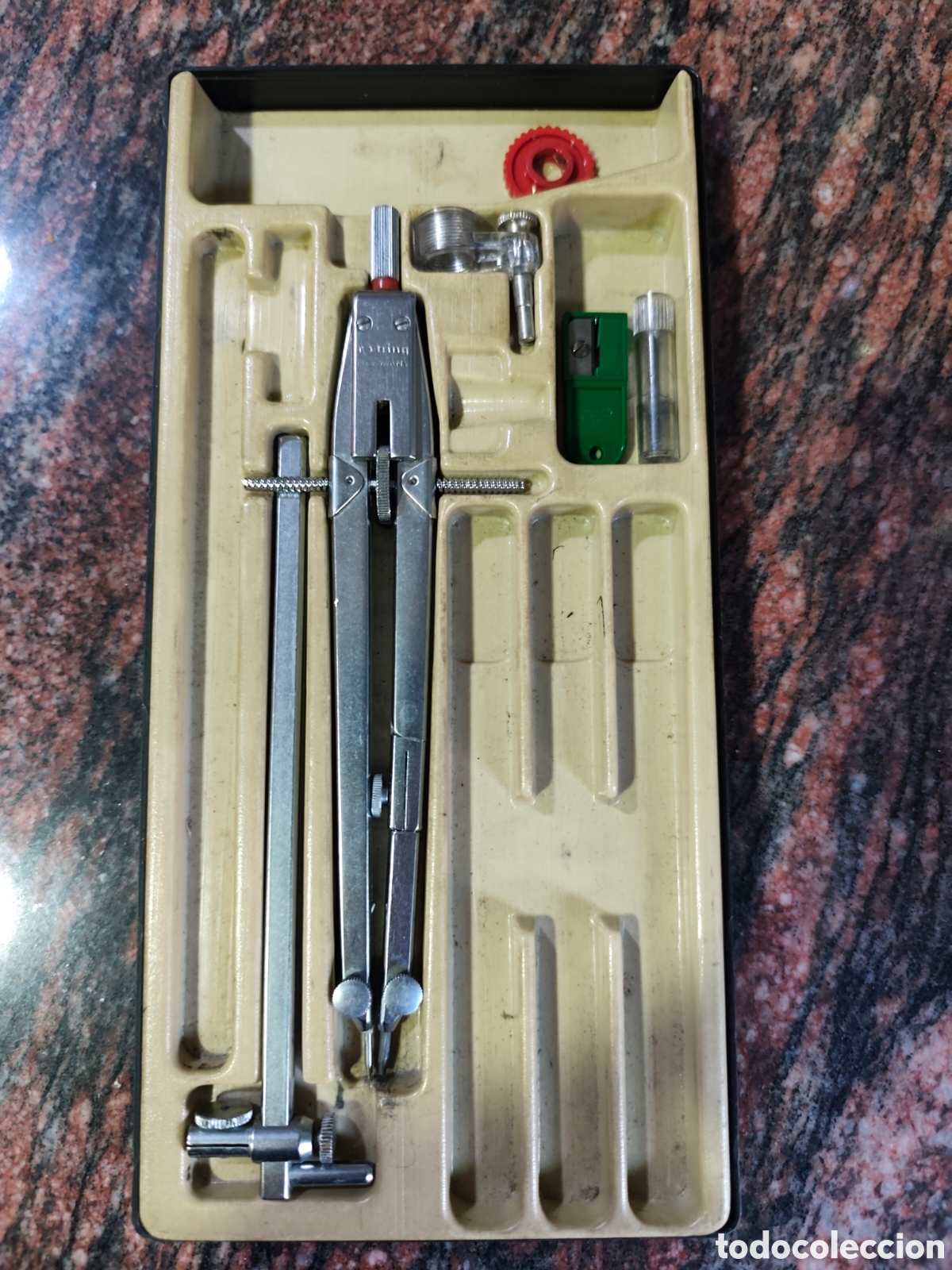 Antig&uuml;edades: Estuche Rotring antiguo compas precisi&oacute;n con accesorios - Foto 2