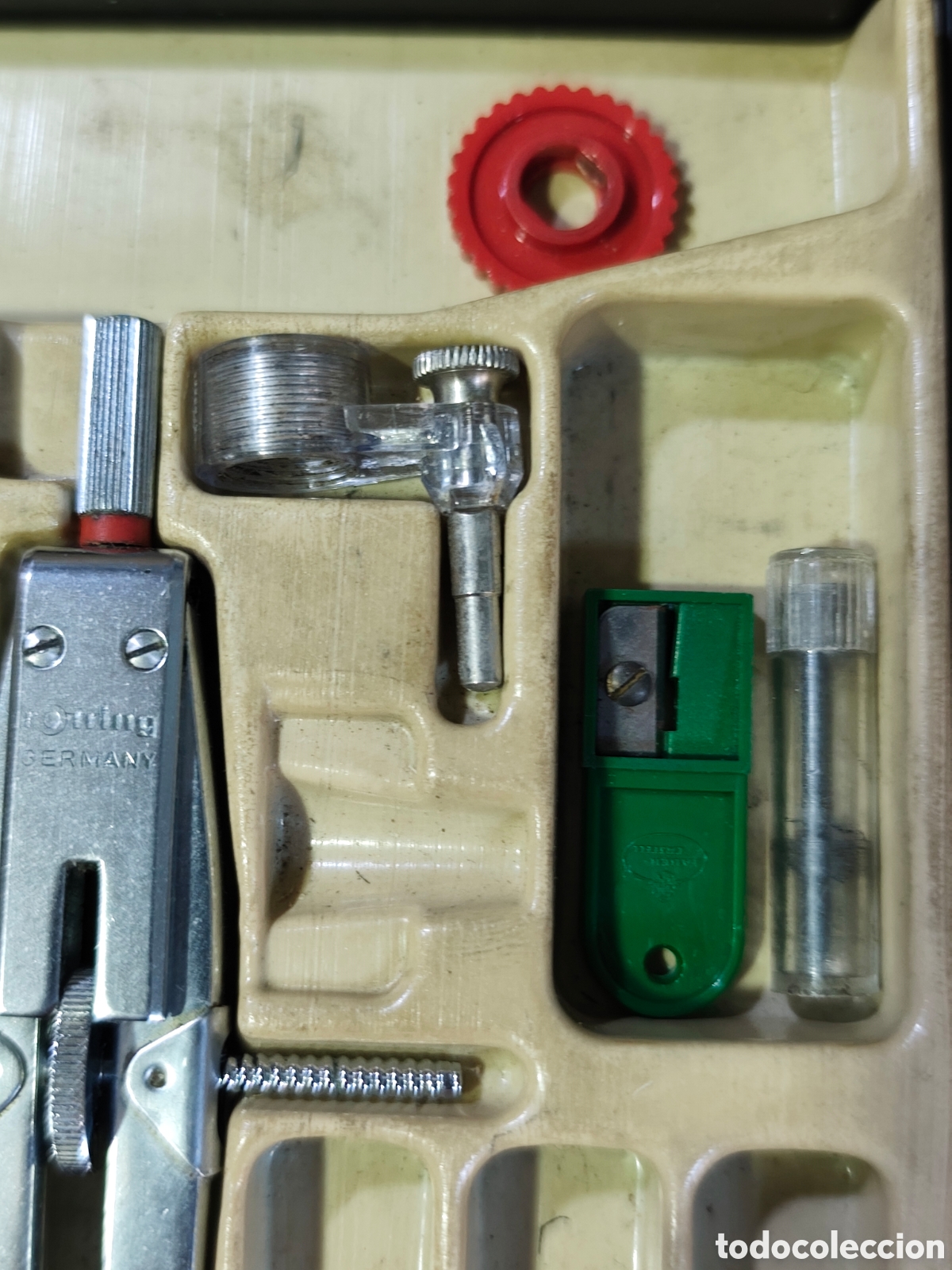 Antig&uuml;edades: Estuche Rotring antiguo compas precisi&oacute;n con accesorios - Foto 5