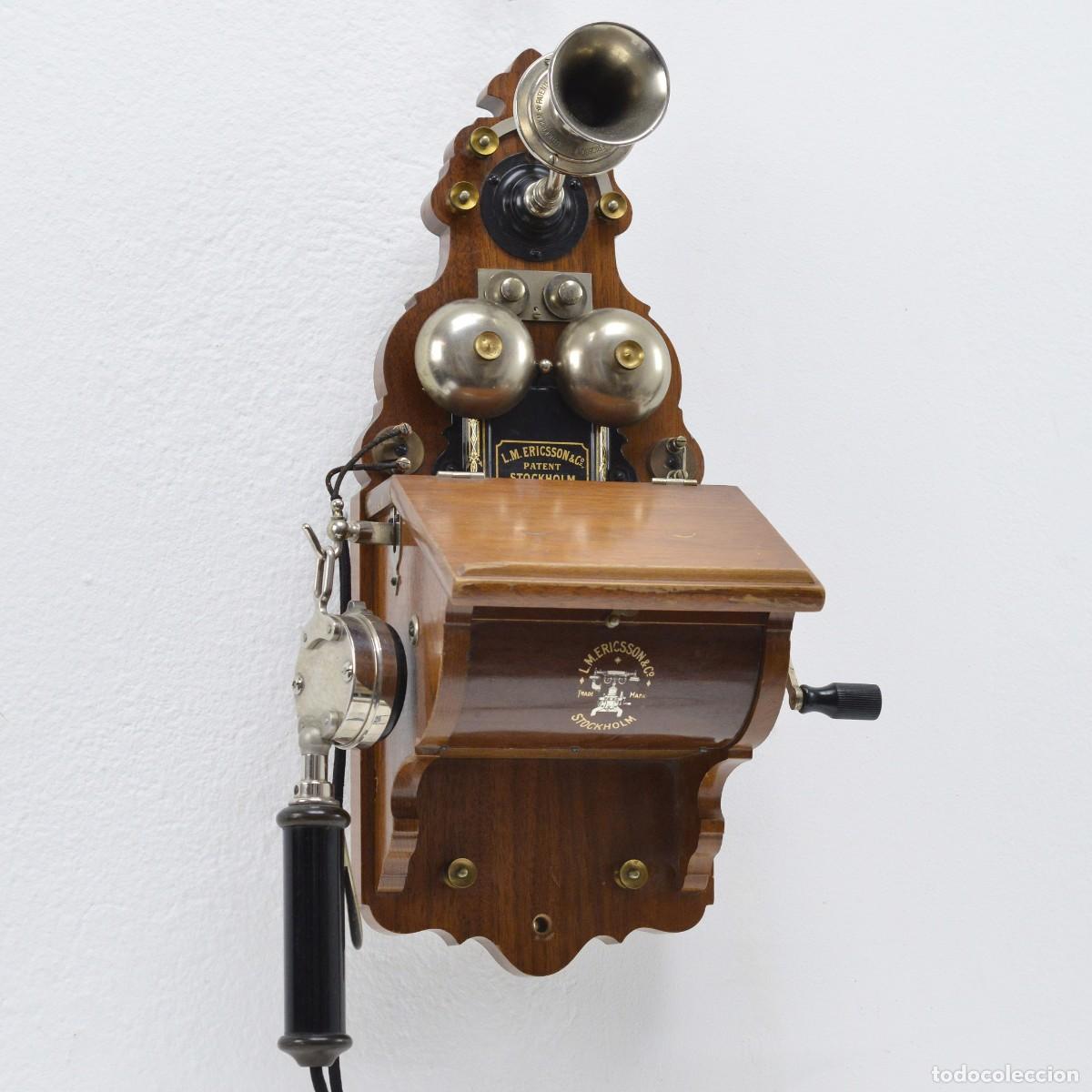 Tel&eacute;fonos: 1918 Art Nouveau Swedish Wooden Wall Telephone Ericsson Model 305 Crank Magneto