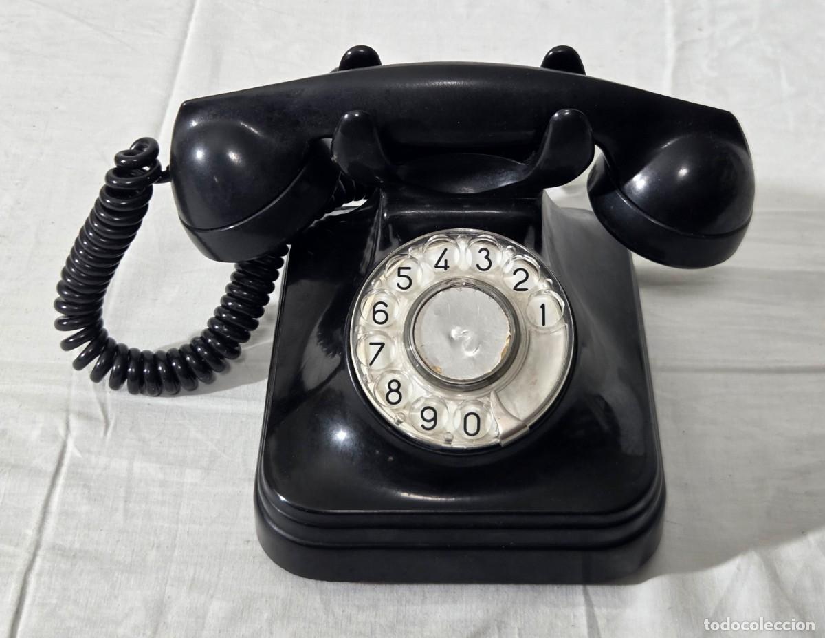 Tel&eacute;fonos: Telefono negro de baquelita de sobremesa
