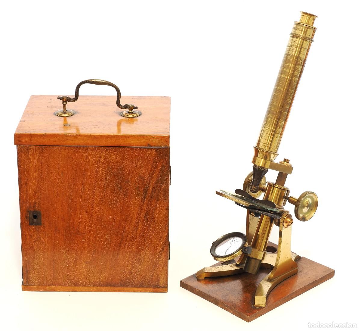 Antig&uuml;edades: Microscopio antiguo ingl&eacute;s (c.1860) - Foto 1