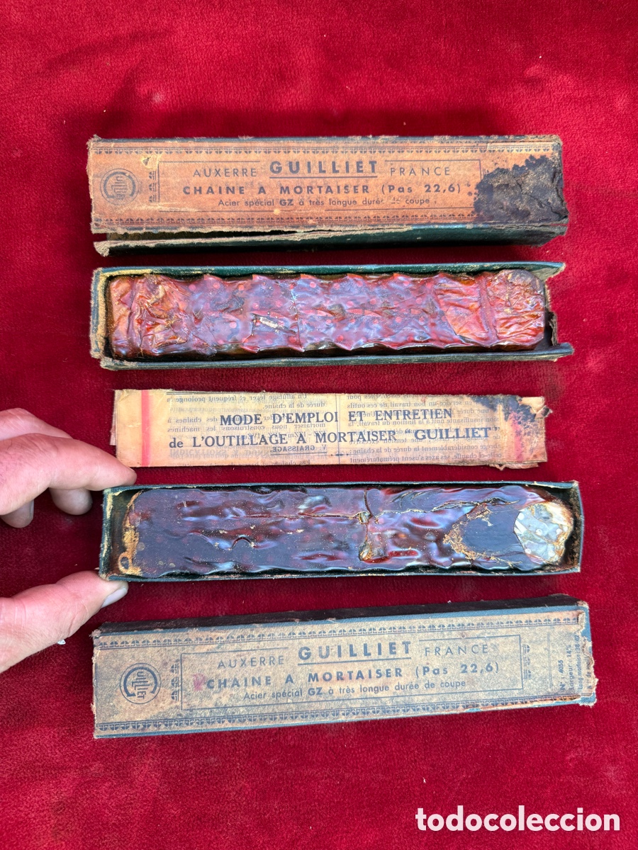 Antig&uuml;edades: Lote antiguas cadenas de mortajadora Guilliet!