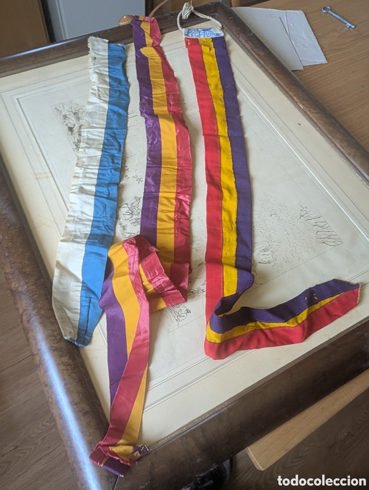 Antiques: Lote &Uacute;nico 1935: Banda Bordada Oro Flota Submarinos Ferrol + Miss Espa&ntilde;a + Miss Galiza - II Rep&uacute;blic
